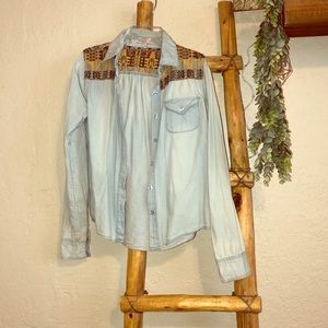 Denim top with design